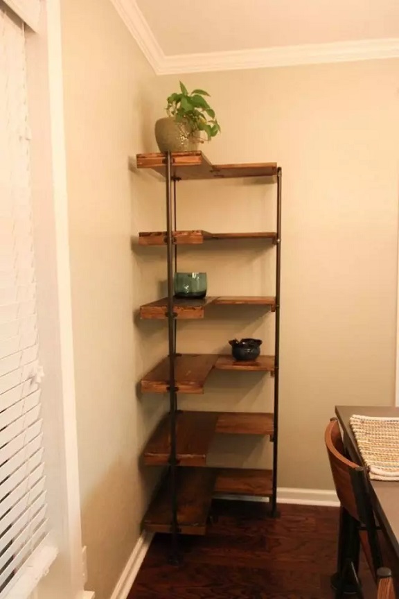 Corner Shelves With Industrial Piping