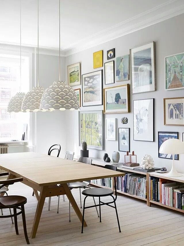 Dining room with gallery wall