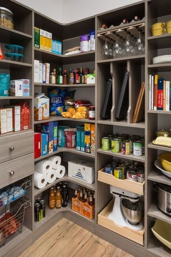 High Corner Shelves In A Pantry