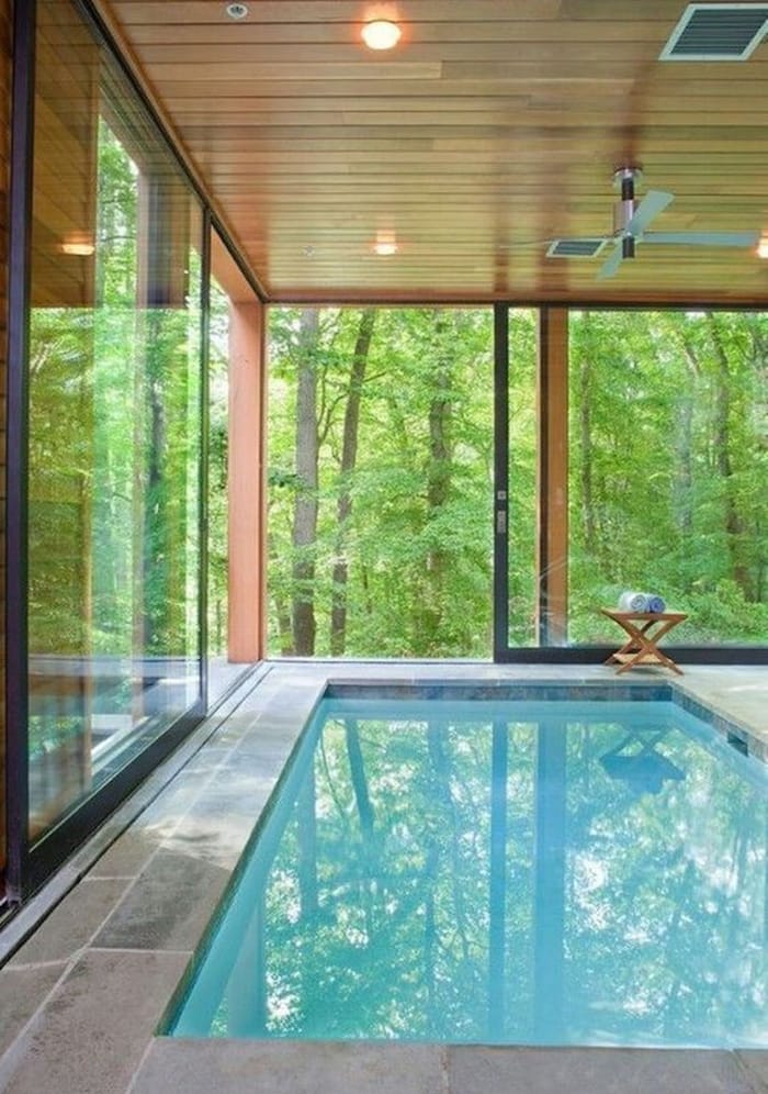 Indoor Swimming Pool With Huge Sliding Windows