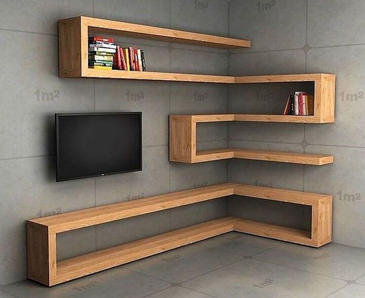 Zigzag Corner Shelving For A TV Display